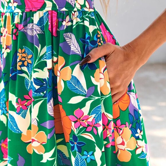 Summer Dresses for Women 2025 Casual Ruffle Smocked Tiered A-Line Boho Floral Ma - Picture 6 of 8